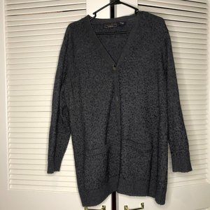 Laura Scott Grey Cardigan V-Neck Buttoned Pockets
